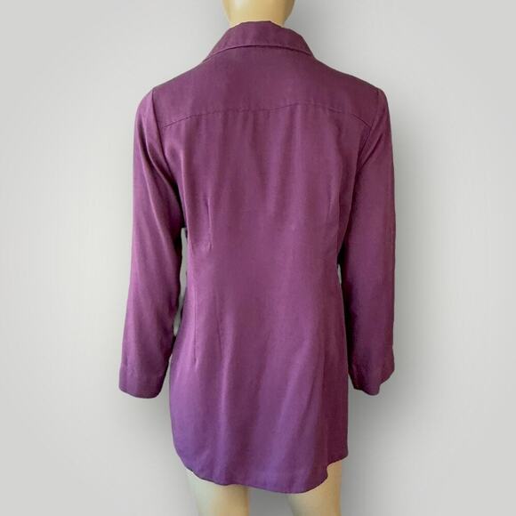 Soft Surroundings Asymmetrical Button Tunic Tops Roll Tab Sleeves Size PL Purple - Picture 3 of 16